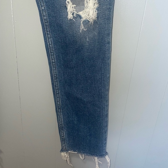 Re/Done 90s High Rise Ankle Crop Distressed Knees Blue Jeans Size 28 - Picture 6 of 8